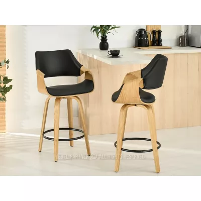Eleganter Barhocker NENET - Eiche / Schwarz