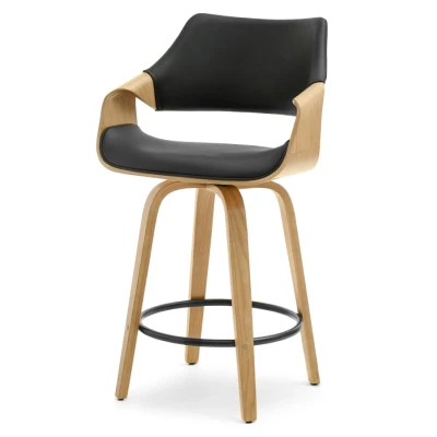 Eleganter Barhocker NENET - Eiche / Schwarz