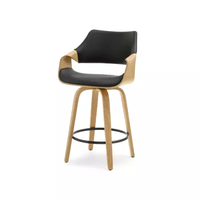 Eleganter Barhocker NENET - Eiche / Schwarz