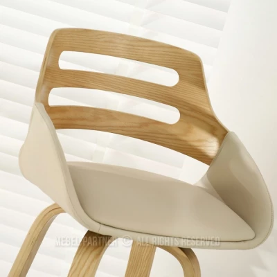 JIHAN Barhocker - Eiche / Beige / Chrom