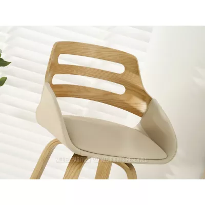 JIHAN Barhocker - Eiche / Beige / Chrom