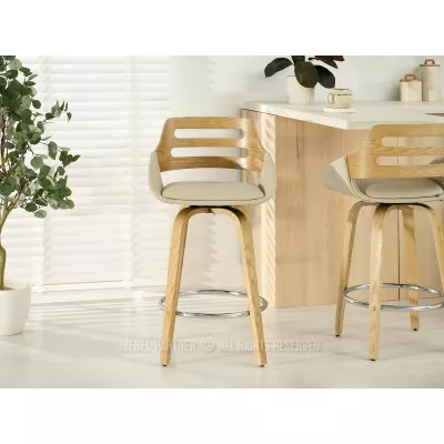 JIHAN Barhocker - Eiche / Beige / Chrom
