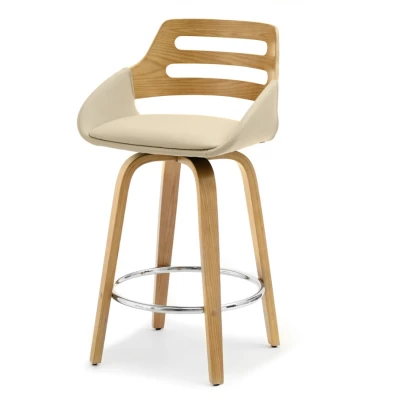 JIHAN Barhocker - Eiche / Beige / Chrom