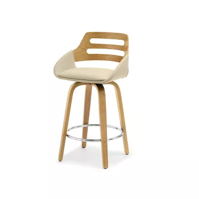 JIHAN Barhocker - Eiche / Beige / Chrom
