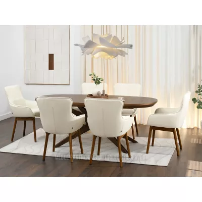 Eleganter Esszimmerstuhl ELISABETH – Creme/Walnuss