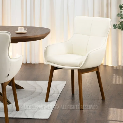 Eleganter Esszimmerstuhl ELISABETH – Creme/Walnuss