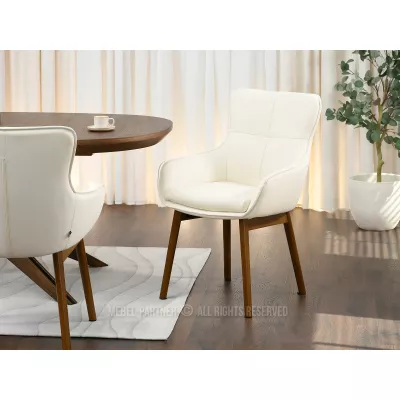 Eleganter Esszimmerstuhl ELISABETH – Creme/Walnuss