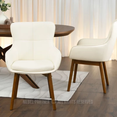 Eleganter Esszimmerstuhl ELISABETH – Creme/Walnuss