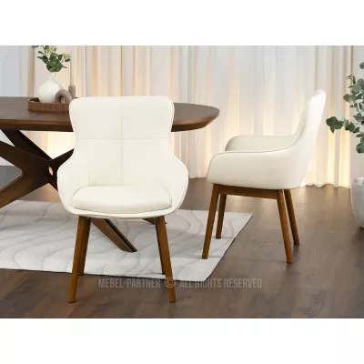 Eleganter Esszimmerstuhl ELISABETH – Creme/Walnuss