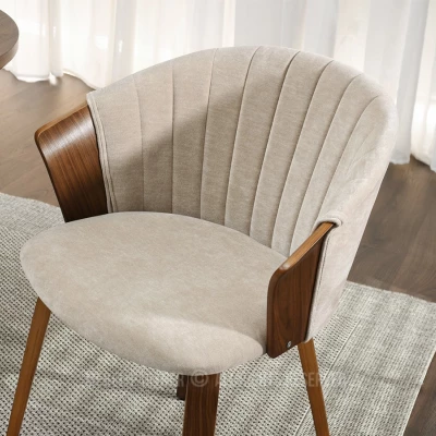 Polsterstuhl RAHMA - beige / walnuss