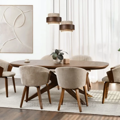 Polsterstuhl RAHMA - beige / walnuss