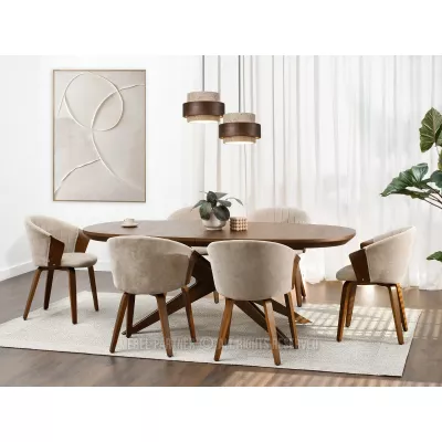 Polsterstuhl RAHMA - beige / walnuss
