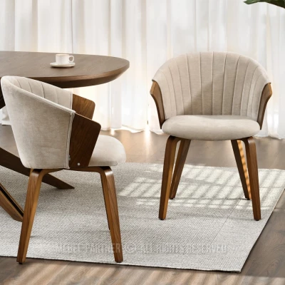 Polsterstuhl RAHMA - beige / walnuss