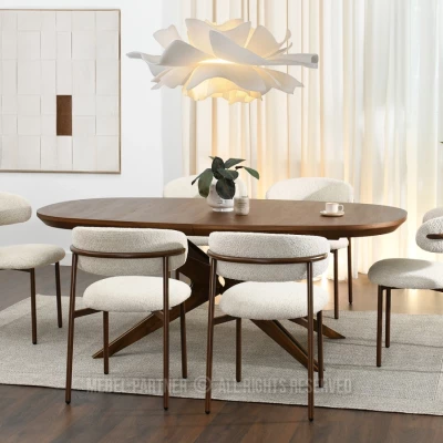 Esszimmerstuhl ADRIENNE - beige / walnuss