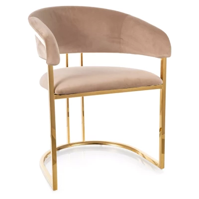 LOUBNE Designer-Esszimmerstuhl – Beige/Gold