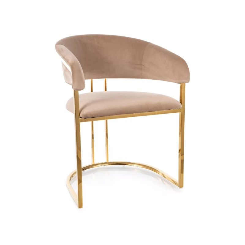 LOUBNE Designer-Esszimmerstuhl – Beige/Gold