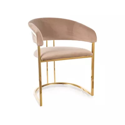 LOUBNE Designer-Esszimmerstuhl – Beige/Gold
