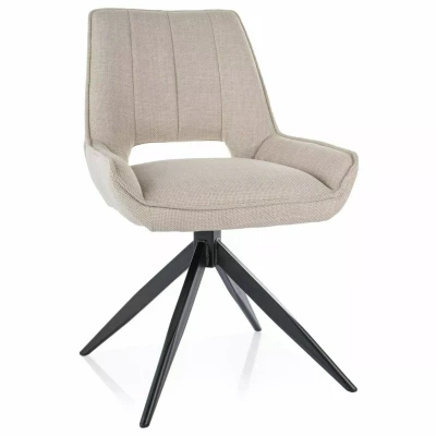 Drehsessel YELENA mit Polsterung – hellbeige/schwarz