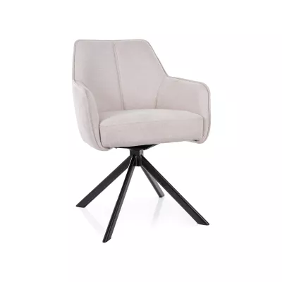 Drehbarer Esszimmerstuhl ZARIA – hellbeige/schwarz