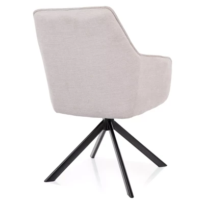 Drehbarer Esszimmerstuhl ZARIA – hellbeige/schwarz
