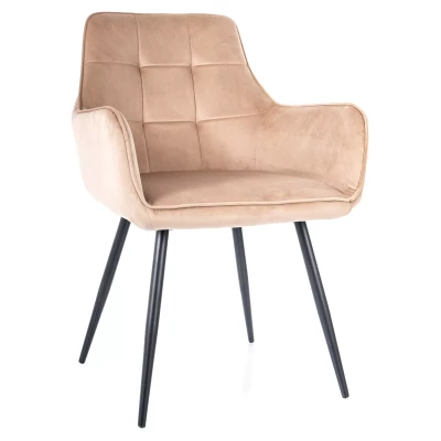 Gepolsterter Esszimmerstuhl ESMERALD - beige/schwarz