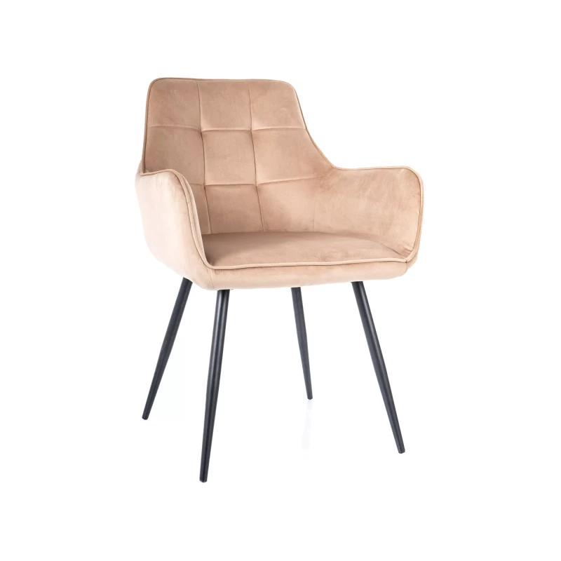 Gepolsterter Esszimmerstuhl ESMERALD - beige/schwarz