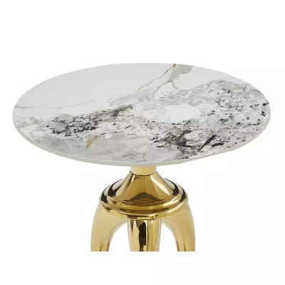 Runder Beistelltisch FAGAN - weiß/gold