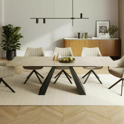 Ausziehbarer Esstisch 160(240)x90 GEDEON - Creme/Schwarz
