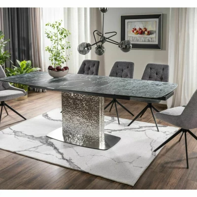 Ausziehbarer Designertisch 160(240)x90 RENIS – Dunkelblau/Silber