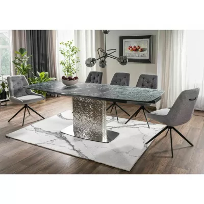 Ausziehbarer Designertisch 160(240)x90 RENIS – Dunkelblau/Silber