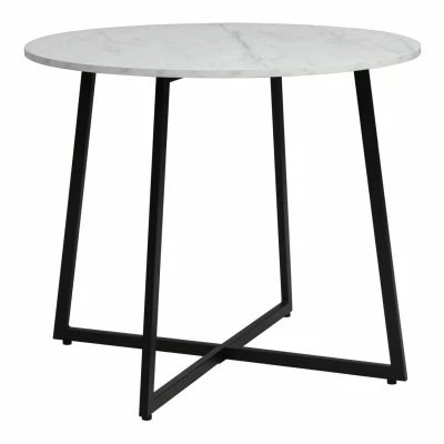 Esstisch 90 SABIN - weißer Marmor / schwarz