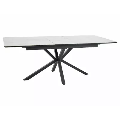 Ausziehbarer Esstisch 160(200)x90 URBAL - weiß/schwarz