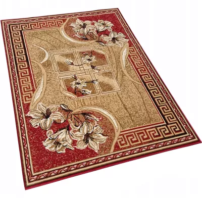 Gemusterter Teppich 140x190 cm LUKEN - rot / beige