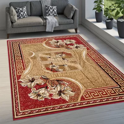 Gemusterter Teppich 250x350 cm LUKEN - rot/beige