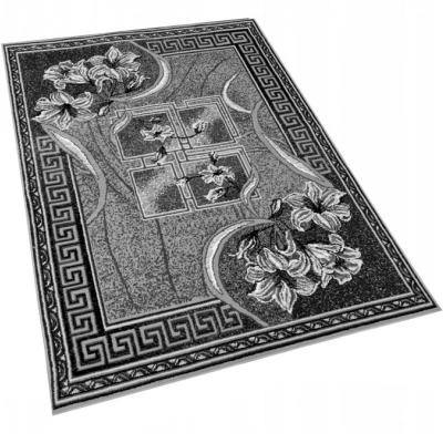 Gemusterter Teppich 50x90 cm LUKEN - grau / schwarz