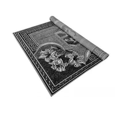 Gemusterter Teppich 50x90 cm LUKEN - grau / schwarz