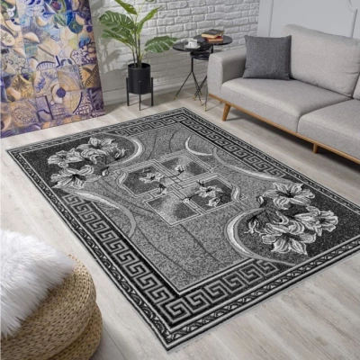 Gemusterter Teppich 50x90 cm LUKEN - grau / schwarz