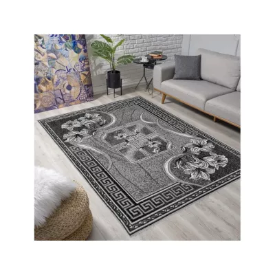 Gemusterter Teppich 50x90 cm LUKEN - grau / schwarz