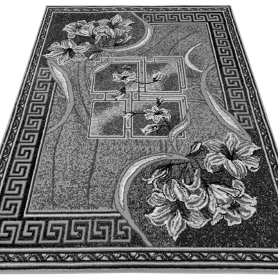 Gemusterter Teppich 50x90 cm LUKEN - grau / schwarz