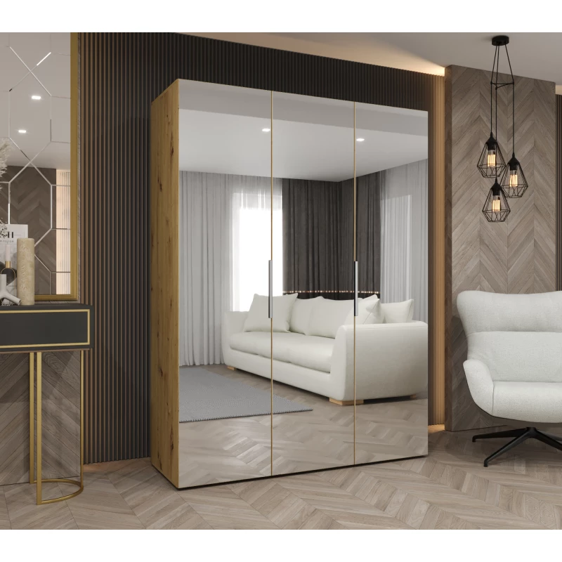 Spiegelschrank 150 cm RABIA – Eiche handwerklich / Kaschmir