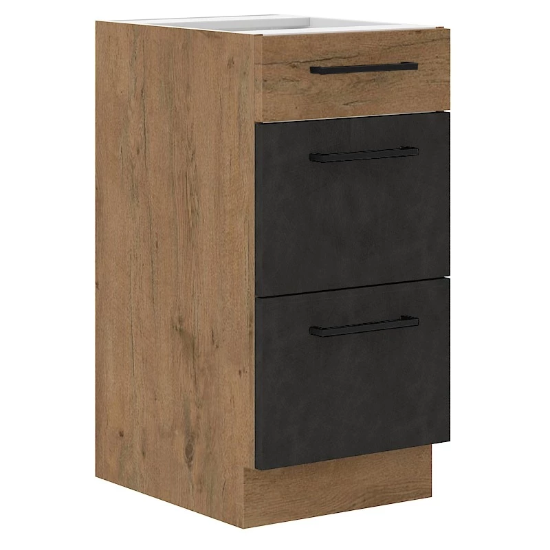 Küchenschrank mit Schubladen VANYA – Breite 40 cm, Matera / Lancelot-Eiche