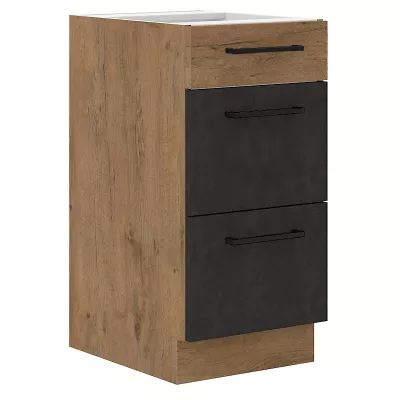 Küchenschrank mit Schubladen VANYA – Breite 40 cm, Matera / Lancelot-Eiche