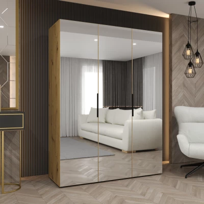 Spiegelschrank 150 cm RABIA – Eiche handwerklich / Schwarz