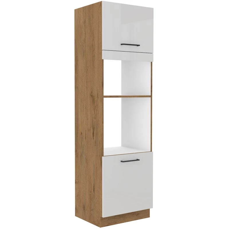 Einbaugeräteschrank VANYA – Breite 60 cm, Weiß / Eiche Lancelot
