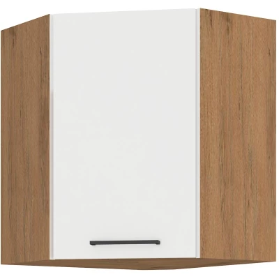 Oberer Eckschrank VANYA – 58x58 cm, weiß / Lancelot-Eiche