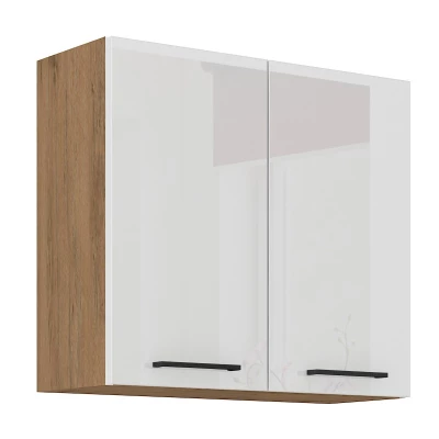 Küchenhängeschrank VANYA – Breite 80 cm, weiß / Lancelot-Eiche