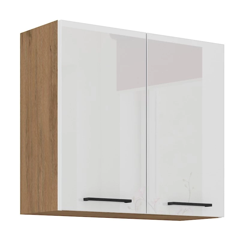 Küchenhängeschrank VANYA – Breite 80 cm, weiß / Lancelot-Eiche
