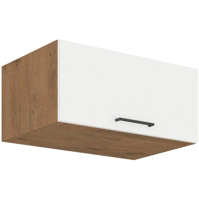 Tiefes Dunstabzugsschränkchen VANYA – Breite 80 cm, weiß / Lancelot-Eiche