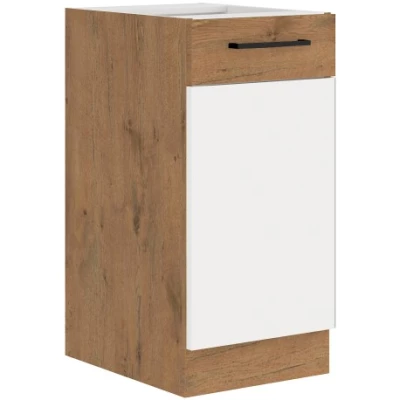 Eintüriger Unterschrank VANYA – Breite 40 cm, Weiß / Eiche Lancelot