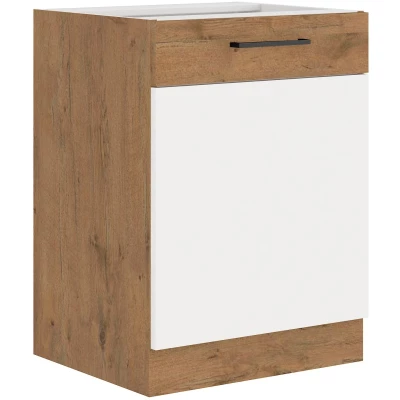 Eintüriger Unterschrank VANYA – Breite 60 cm, Weiß / Eiche Lancelot